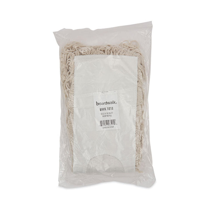 Industrial Dust Mop Head, Cotton, 18 x 3, White