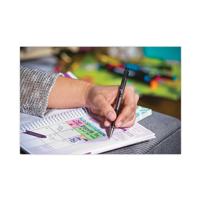 F-301 Ballpoint Pen, Retractable, Bold 1.6 mm, Black Ink, Stainless Steel/Black Barrel, 2/Pack