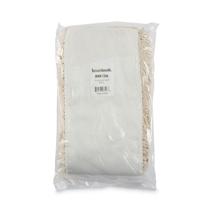 Industrial Dust Mop Head, Washable, Hygrade Cotton, 36 x 5, White