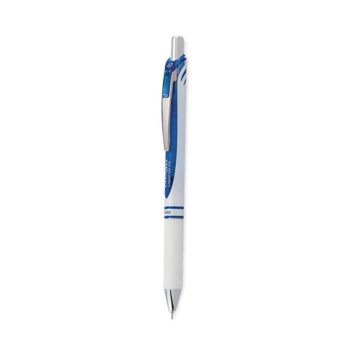 EnerGel Pearl Deluxe RTX Gel Pen, Retractable, Medium 0.7 mm, Blue Ink, Pearl White/Blue Barrel, Dozen