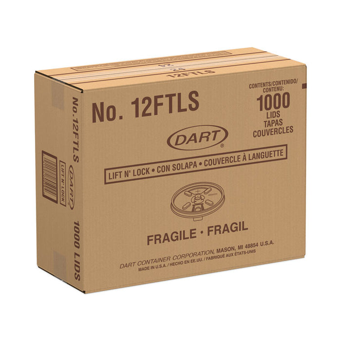 Lift n' Lock Plastic Hot Cup Lids, With Straw Slot, Fits 10 oz to 14 oz Hot Cups, Translucent, 100/Sleeve, 10 Sleeves/Carton