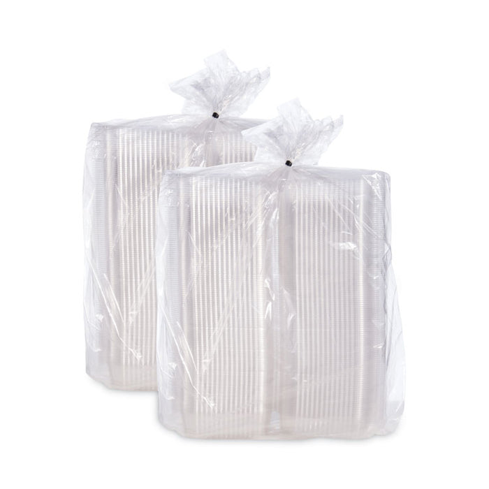 StayLock Clear Hinged Lid Containers, 6.5 x 6.1 x 3, Clear, Plastic, 125/Pack, 4 Packs/Carton
