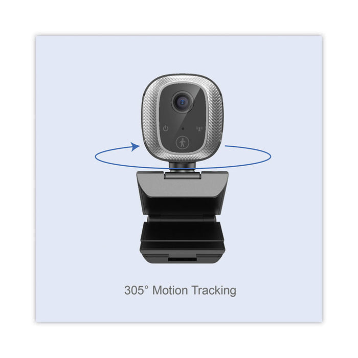 CyberTrack M1 HD Fixed Focus USB Webcam with AI Motion/Facial Tracking, 1920 pixels x 1080 pixels, 2.1 Mpixels, Black/Silver