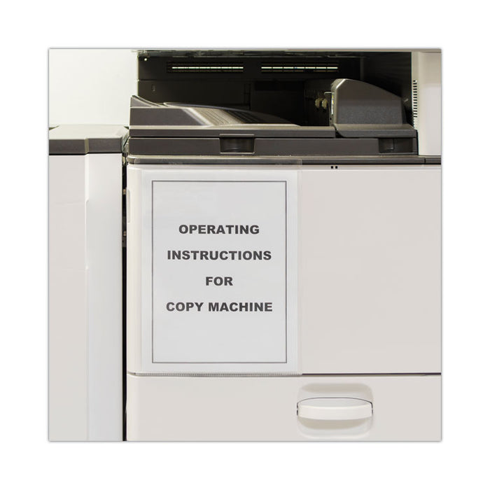 Self-Adhesive Poly Shop Ticket Holders, Super Heavy-Duty, Top Load 8.5 x 11 Insert, Clear Front, 50/Box