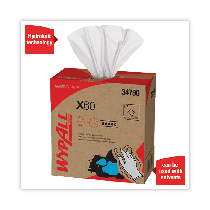 General Clean X60 Cloths, POP-UP Box, 8.34 x 16.8, White, 118/Box, 10 Boxes/Carton