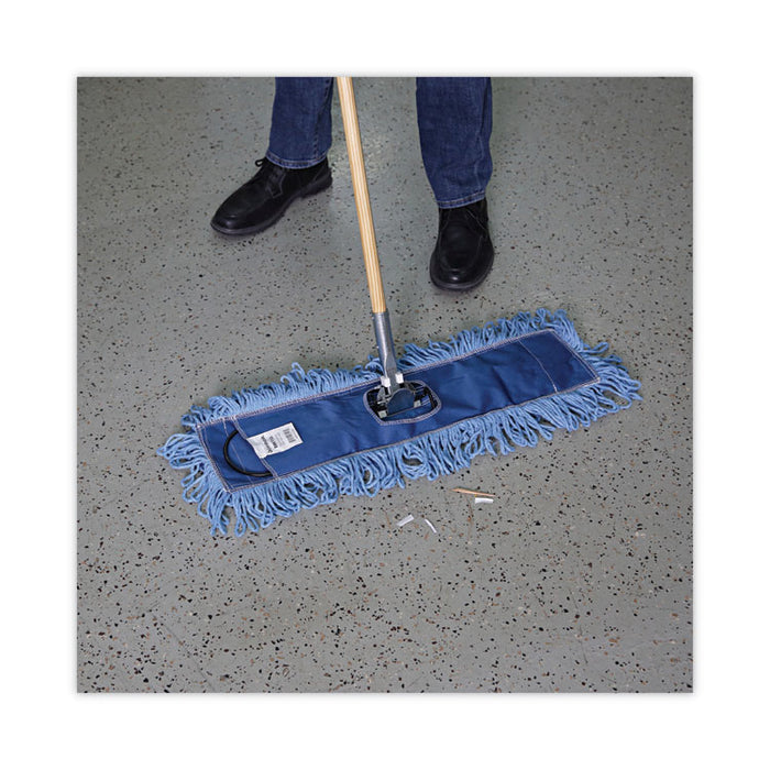 Dust Mop Head, Looped-End, Cotton/Synthetic Fibers, 24 x 5, Blue