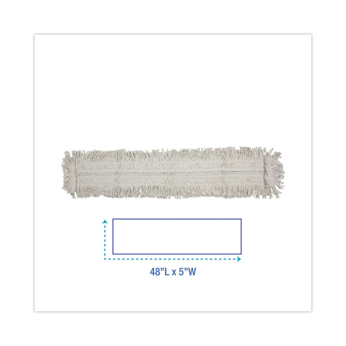 Disposable Dust Mop Head, Cotton/Synthetic Fibers, 48 x 5, White