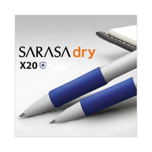 Load image into Gallery viewer, Sarasa Dry X20+ Gel Pen with Antimicrobial Product Protection, Retractable, Fine 0.7 mm, Blue Ink, White/Blue Barrel, Dozen

