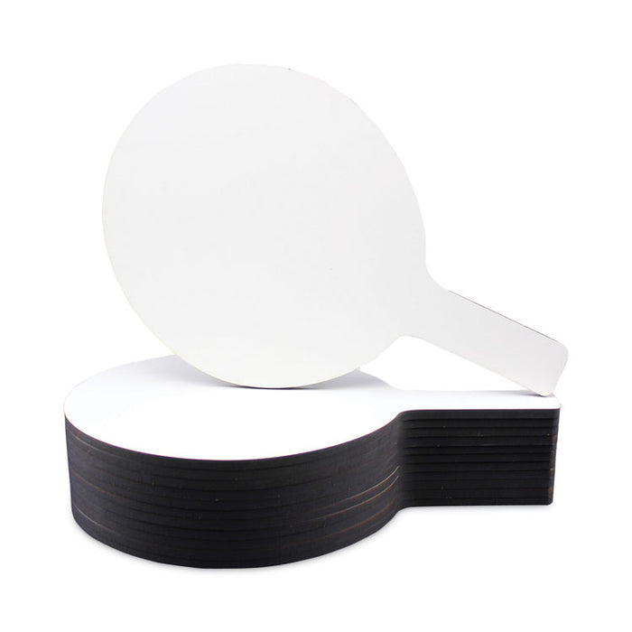 Dry Erase Paddle, 12" x 7", White Surface, 12/Pack