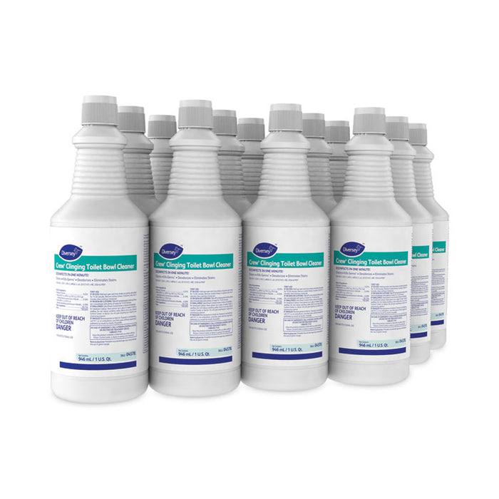 Crew Clinging Toilet Bowl Cleaner, Floral Scent, Liquid, 1 qt Bottle, 12/Carton