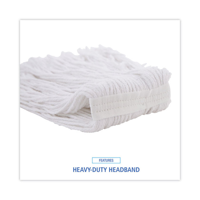Mop Head, Value Standard Head, Rayon Fiber, Cut-End, #16, White, 12/Carton