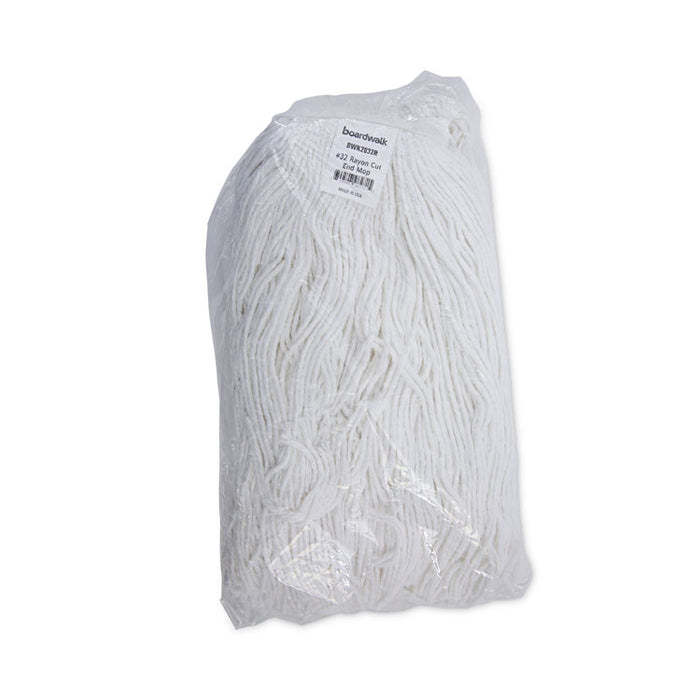 Cut-End Wet Mop Head, Rayon, #32, White, 12/Carton