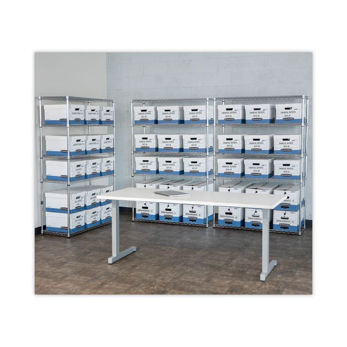 HANG'N'STOR Medium-Duty Storage Boxes, Letter Files, 12.63" x 15.63" x 10", White/Blue, 4/Carton