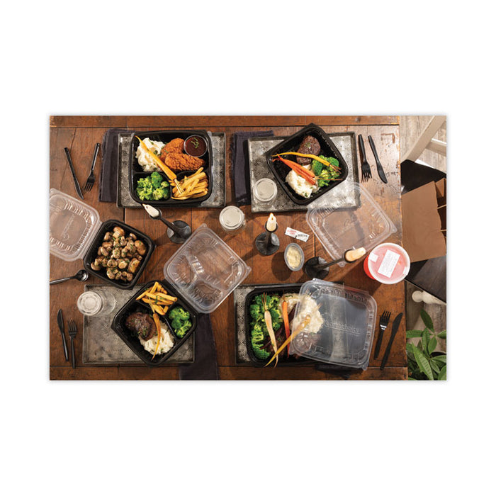 EarthChoice Vented Dual Color Microwavable Hinged Lid Container, 66 oz, 10.5 x 9.5 x 3.1, Black/Clear, Plastic, 132/Carton