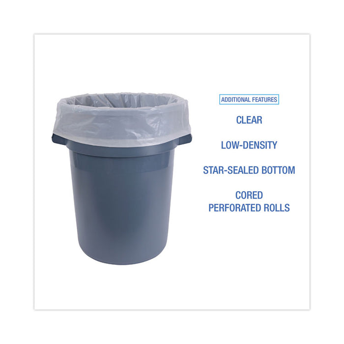 Industrial Can Liner Rolls, 60 gal, 1.8 mil, 21" x 17" x 63", Clear, 75/Carton