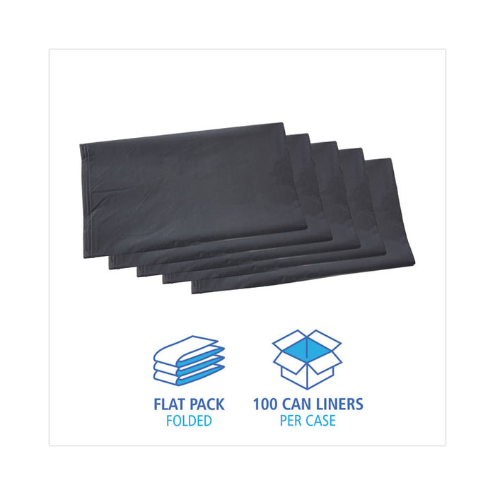 Linear Low Density Industrial Can Liners, 45 gal, 1.3 mil, 40" x 46", Gray, Flat Pack, 100/Carton