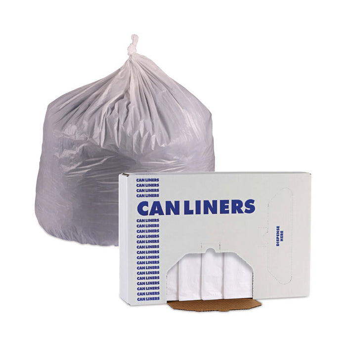 Linear Low Density Industrial Can Liners, 33 gal, 0.9 mil, 33" x 39", White, Flat Pack, 100/Carton