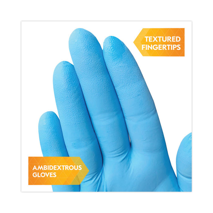 G10 Comfort Plus Blue Nitrile Gloves, Powder-Free, Large, 4 mil Thick, 9.5" Long, Light Blue, 100/Box, 10 Boxes/Carton