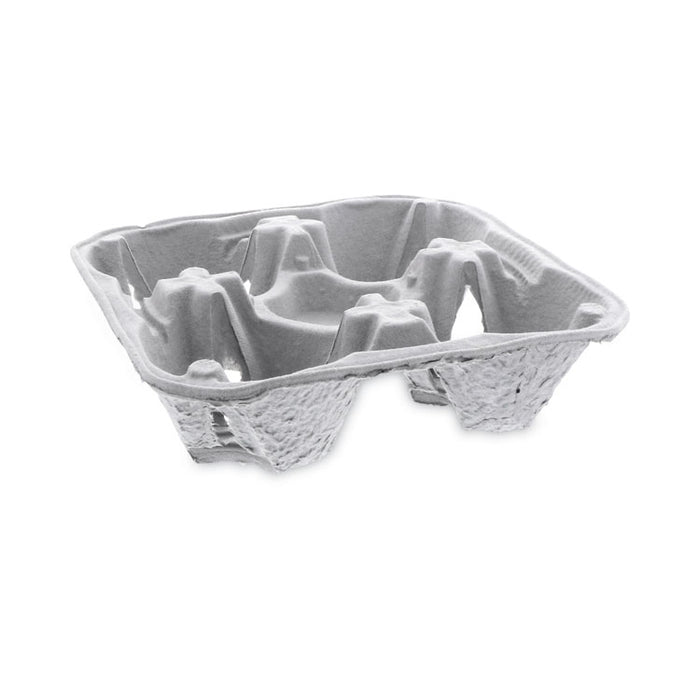 EarthChoice Carry-Safe Beverage Carrier, 8 oz to 32 oz, Four Cups + Food Tray, Natural, 300/Carton