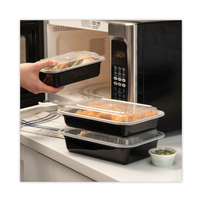 Newspring VERSAtainer Microwavable Containers, 24 oz, 7.4 x 5 x 2.5, Black/Clear, Plastic, 150/Carton