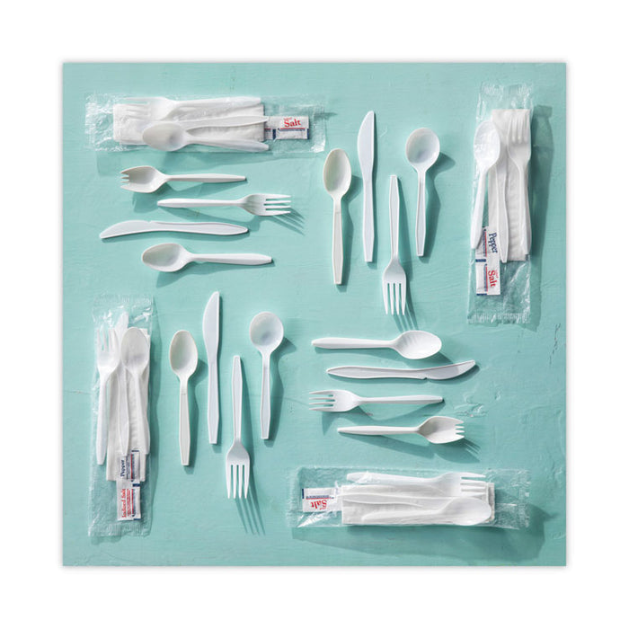 Fieldware Cutlery, Mediumweight Spoon, Plastic, White, 1,000/Carton