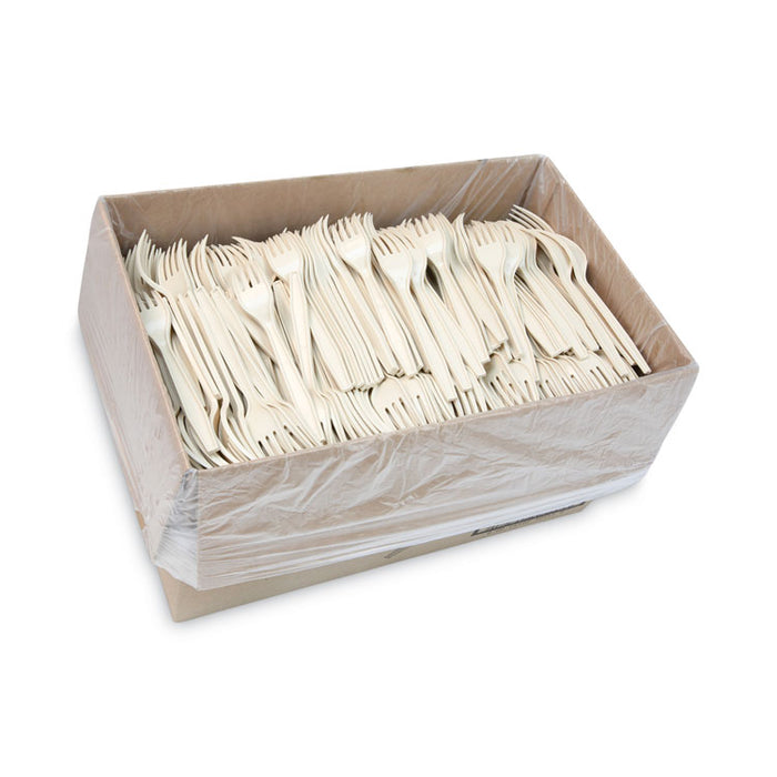 EarthChoice PSM Cutlery, Heavyweight Fork, Plastic, Tan, 1,000/Carton