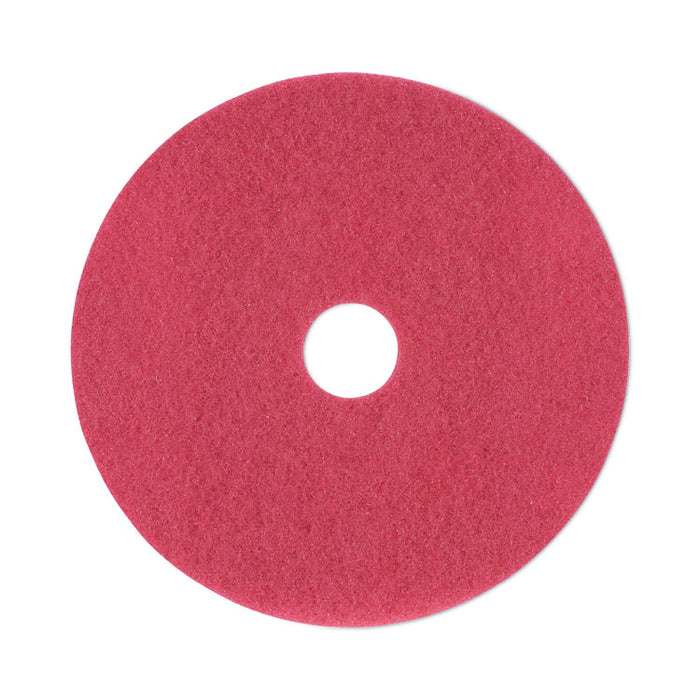 Buffing Floor Pads, 19" Diameter, Red, 5/Carton