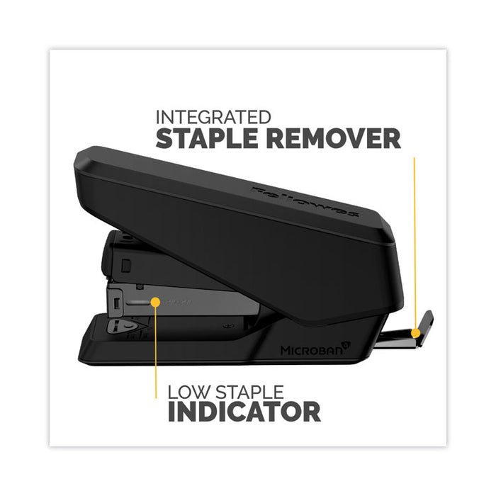 LX840 EasyPress Half Strip Stapler with Antimicrobial Protection, 25-Sheet Capacity, Black