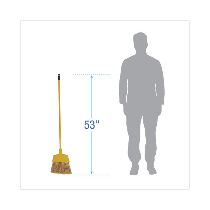 Poly Bristle Angler Broom, 53" Length, Yellow, 12/Carton