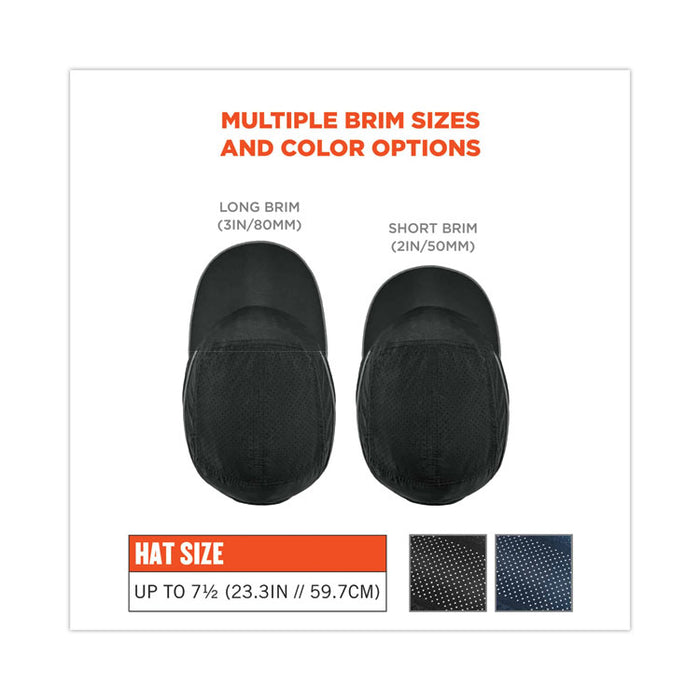 Skullerz 8965 Lightweight Bump Cap Hat with LED Lighting, Long Front Brim, One Size Fits Most, 0.01" Insert, Black