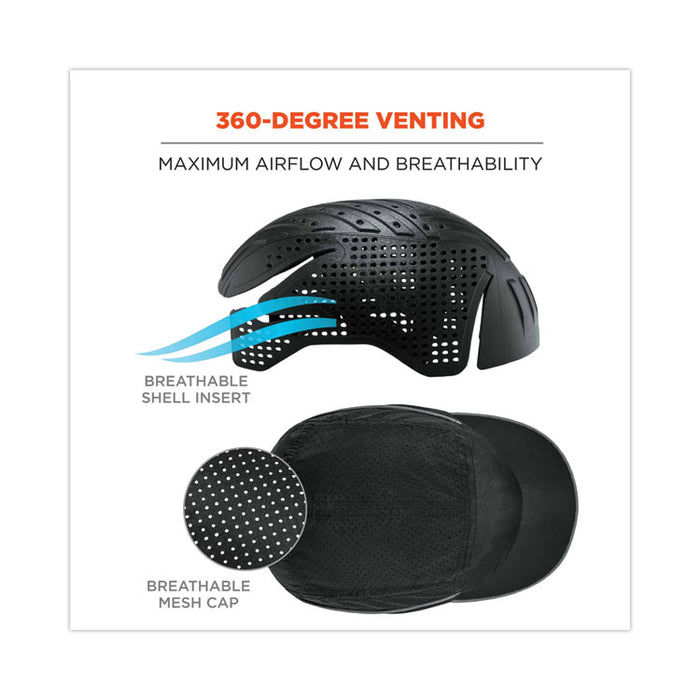 Skullerz 8965 Lightweight Bump Cap Hat with LED Lighting, Short Front Brim, One Size Fits Most, 0.01" Insert, Black