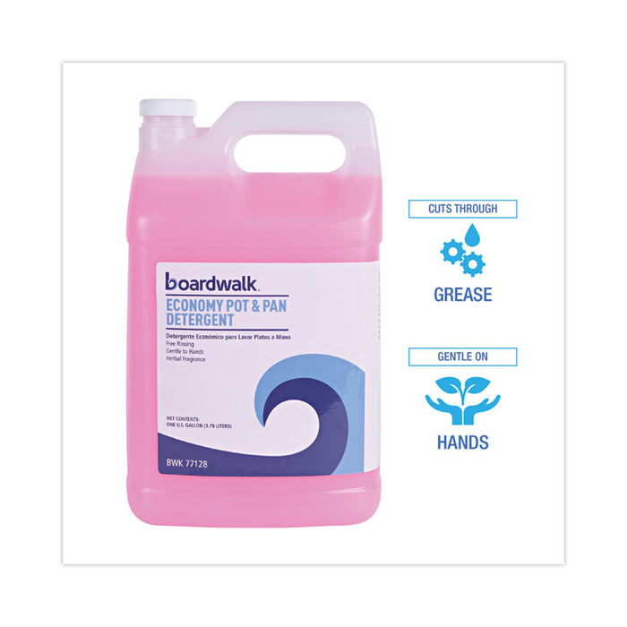 Industrial Strength Pot and Pan Hand Dishwashing Detergent, Herbal Scent, 1 gal Bottle, 4/Carton