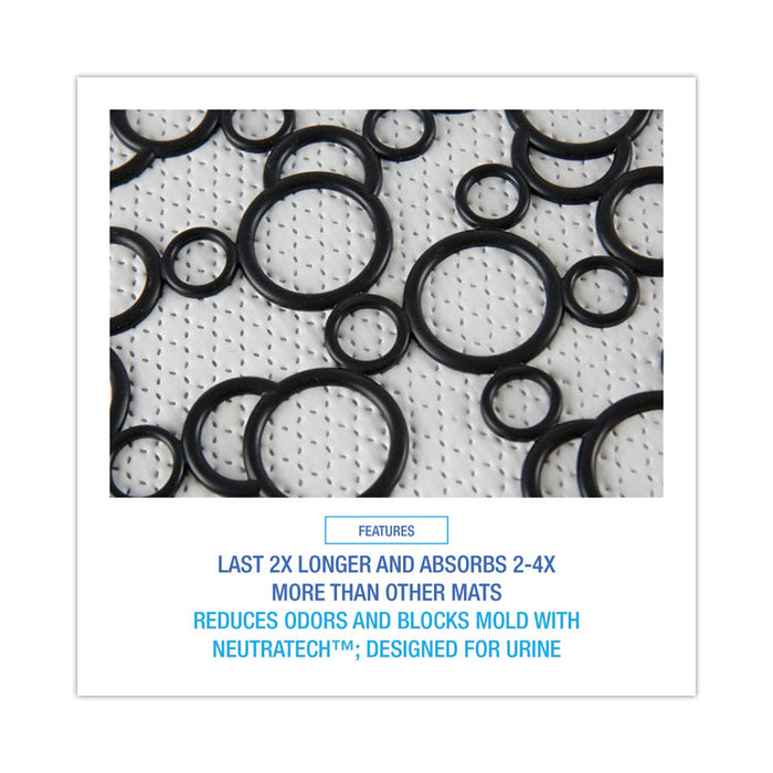 Disposable Urinal Floor Mat 2.0, Shield-Shaped, Black/White Slip-Resistant Surface, 17.5" x 20", 6/Carton