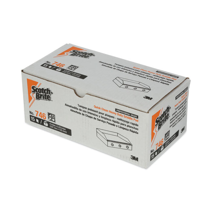 Quick Clean Heavy Duty Griddle Pad 746, 4" x 5.25", Orange, 15/Carton