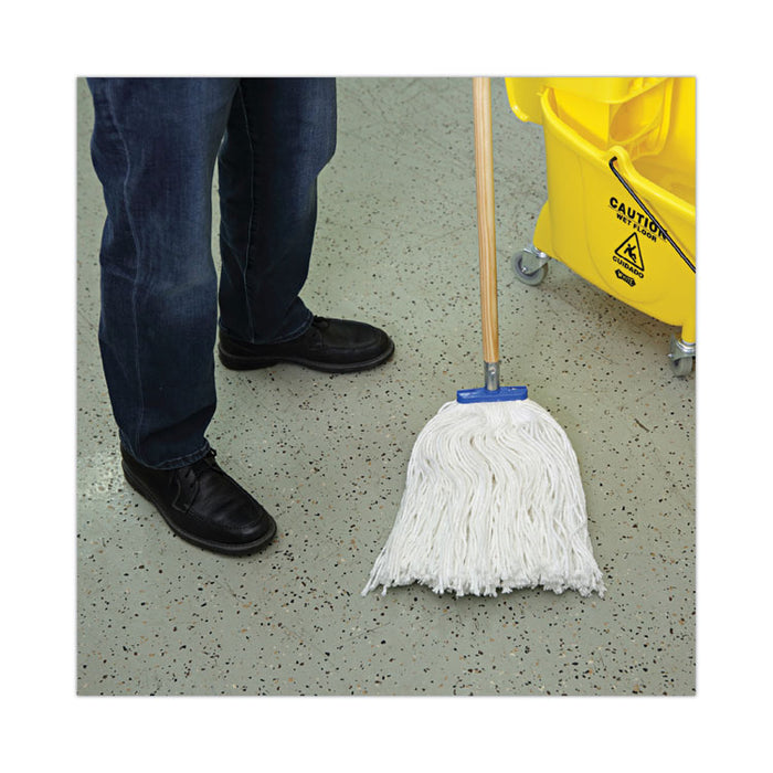 Cut-End Lie-Flat Wet Mop Head, Rayon, 16 oz, White, 12/Carton
