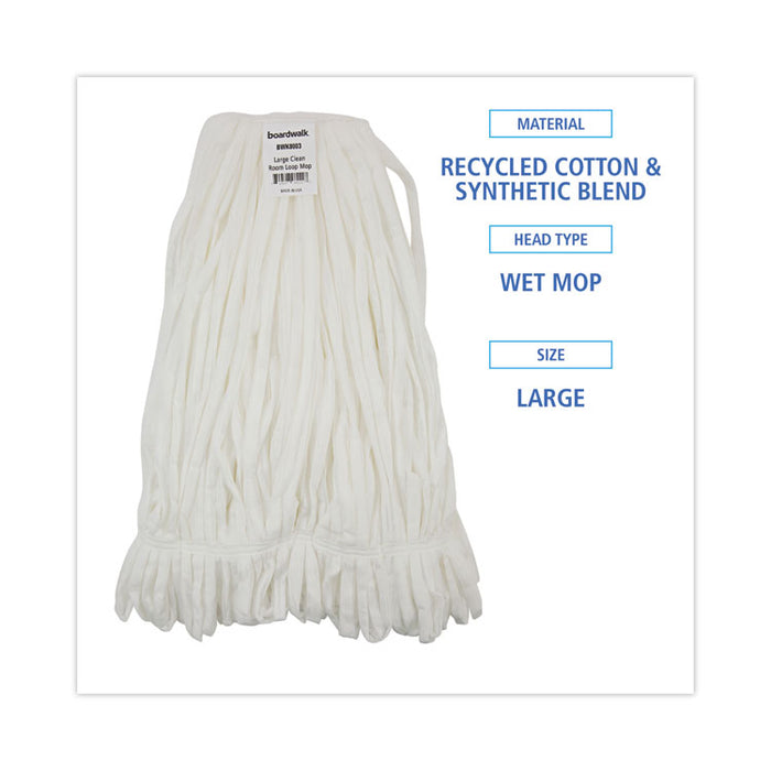 Mop Head, Looped, Enviro Clean With Tailband, Cotton/Synthetic, Large, White, 12/Carton