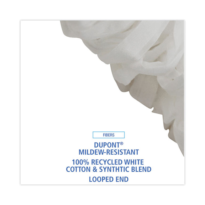 Mop Head, Looped, Enviro Clean With Tailband, Cotton/Synthetic, Large, White, 12/Carton
