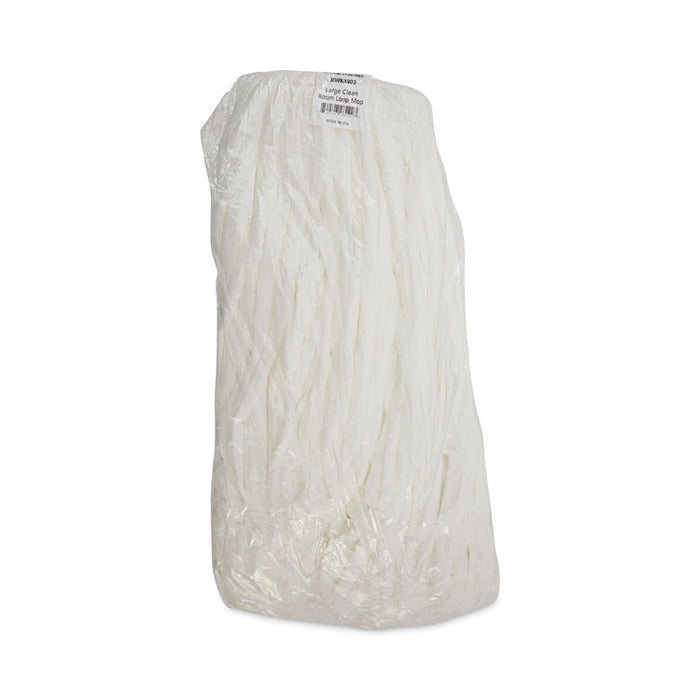 Mop Head, Looped, Enviro Clean With Tailband, Cotton/Synthetic, Large, White, 12/Carton