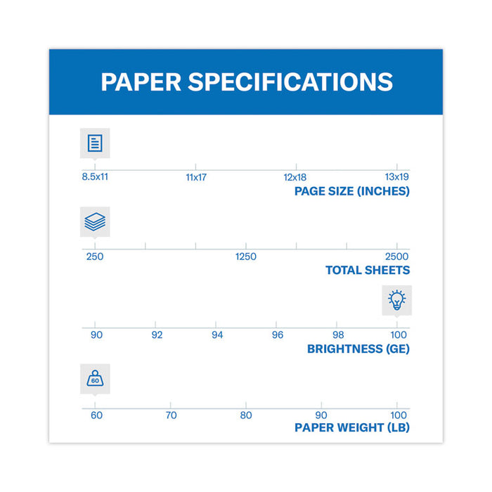 Premium Color Copy Cover, 100 Bright, 60 lb Cover Weight, 8.5 x 11, 250/Pack