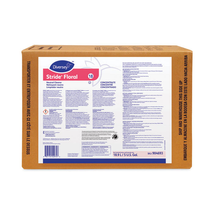 Stride Neutral Cleaner, Floral Scent, 5 gal Bottle