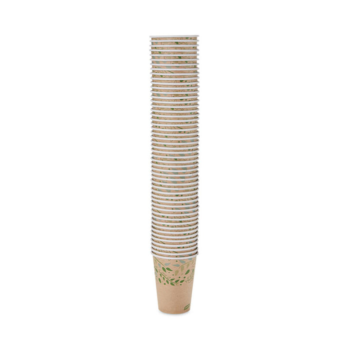 EcoSmart Recycled Fiber Hot/Cold Cups, 12 oz, Paper, Kraft/Green, 50/Sleeve, 20 Sleeves/Carton