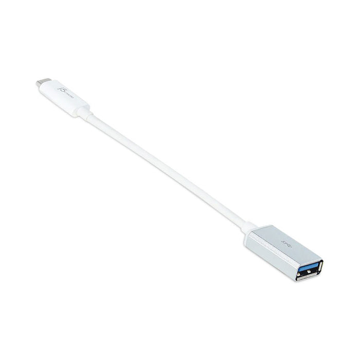 USB-C to USB Adapter, 4", Silver/White