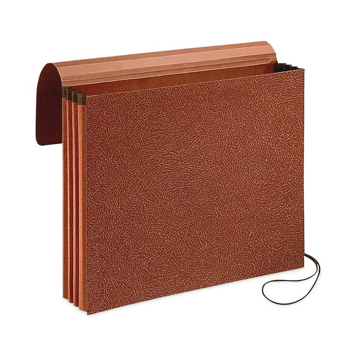Earthwise by Pendaflex Recycled Expanding Wallet, 5.25" Expansion, 1 Section, Elastic Cord Closure, Legal Size, Redrope