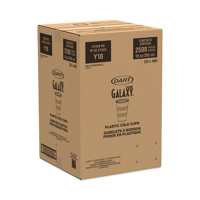 High-Impact Polystyrene Cold Cups, 10 oz, Plastic, Translucent, 100/Sleeve, 25 Sleeves/Carton