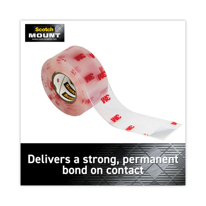 Permanent Clear Mounting Tape, Holds Up to 15 lb, 1" x 60", Clear
