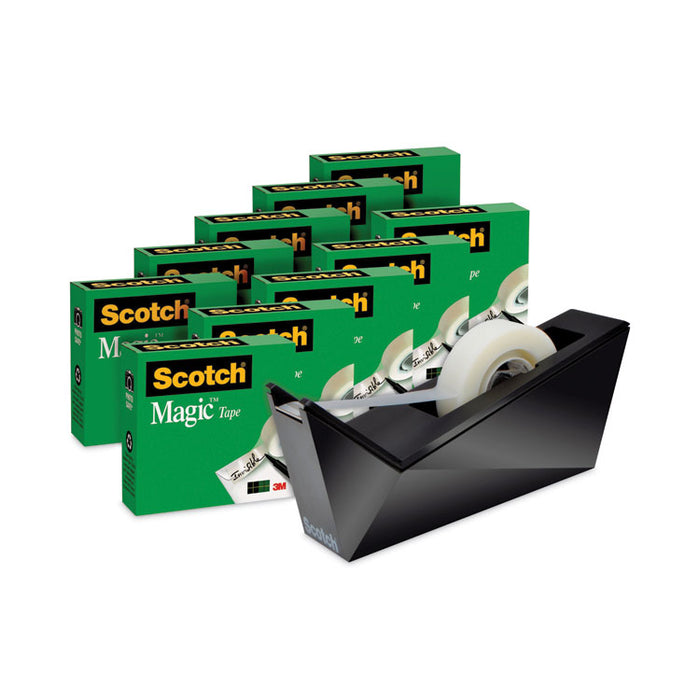Magic Tape Value Pack with Desktop Dispenser, 1" Core, 0.75" x 83.33 ft, Clear, 10 Tape Rolls/Pack