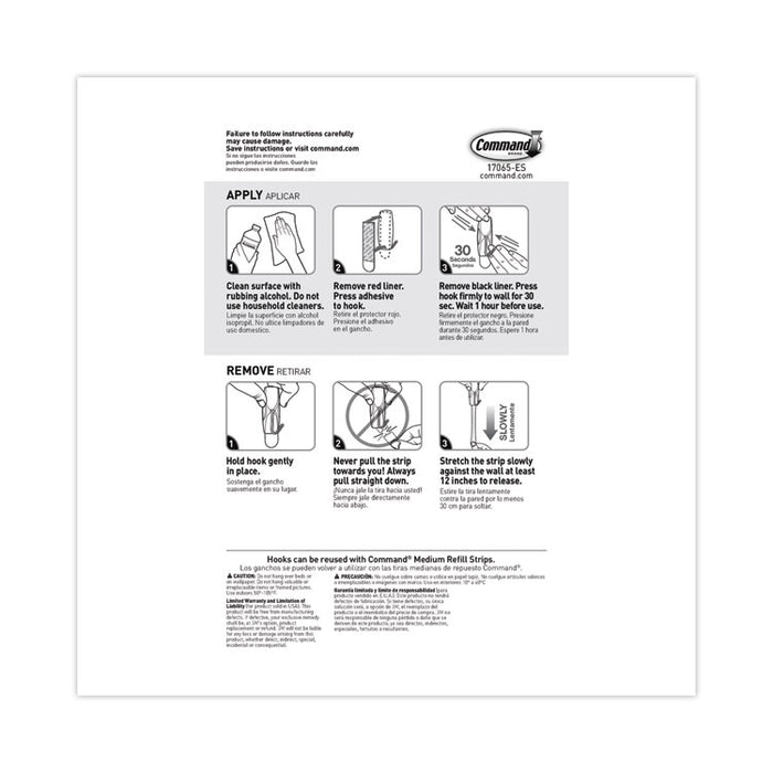 Medium Toggle-Wire Hooks, Metal Wire, Silver, Supports 2 lb, 35/Pack