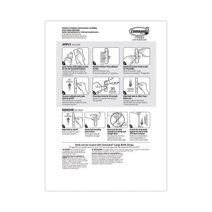 Large Utility Hooks, Plastic, White, Supports 5 lb