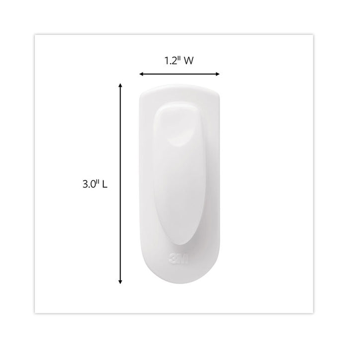 Spring Hook, Plastic, White, 0.25 lb Capacity, 1 Hook and 2 Strips/Pack