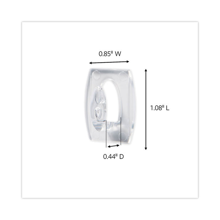 Mini Clear Hooks, Plastic, Supports 0.5 lb, 18/Pack